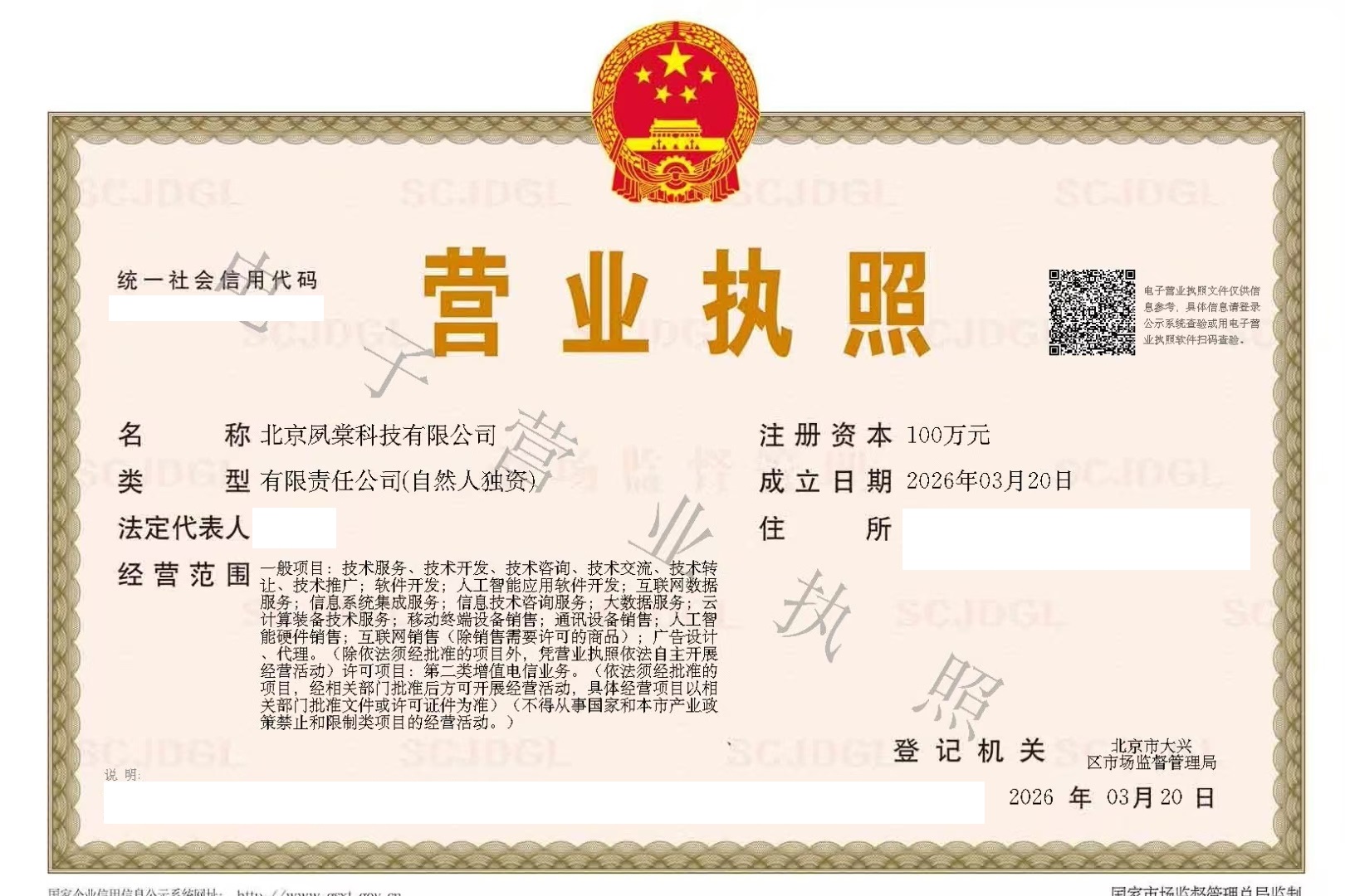 北京夙棠科技有限公司营业执照